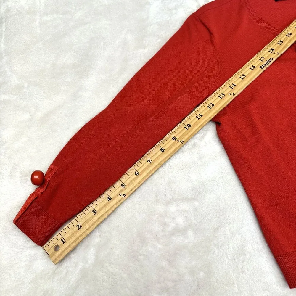 Etcetera Women's Red Crewneck Dome Buttons Cardigan Sweater Sz XS